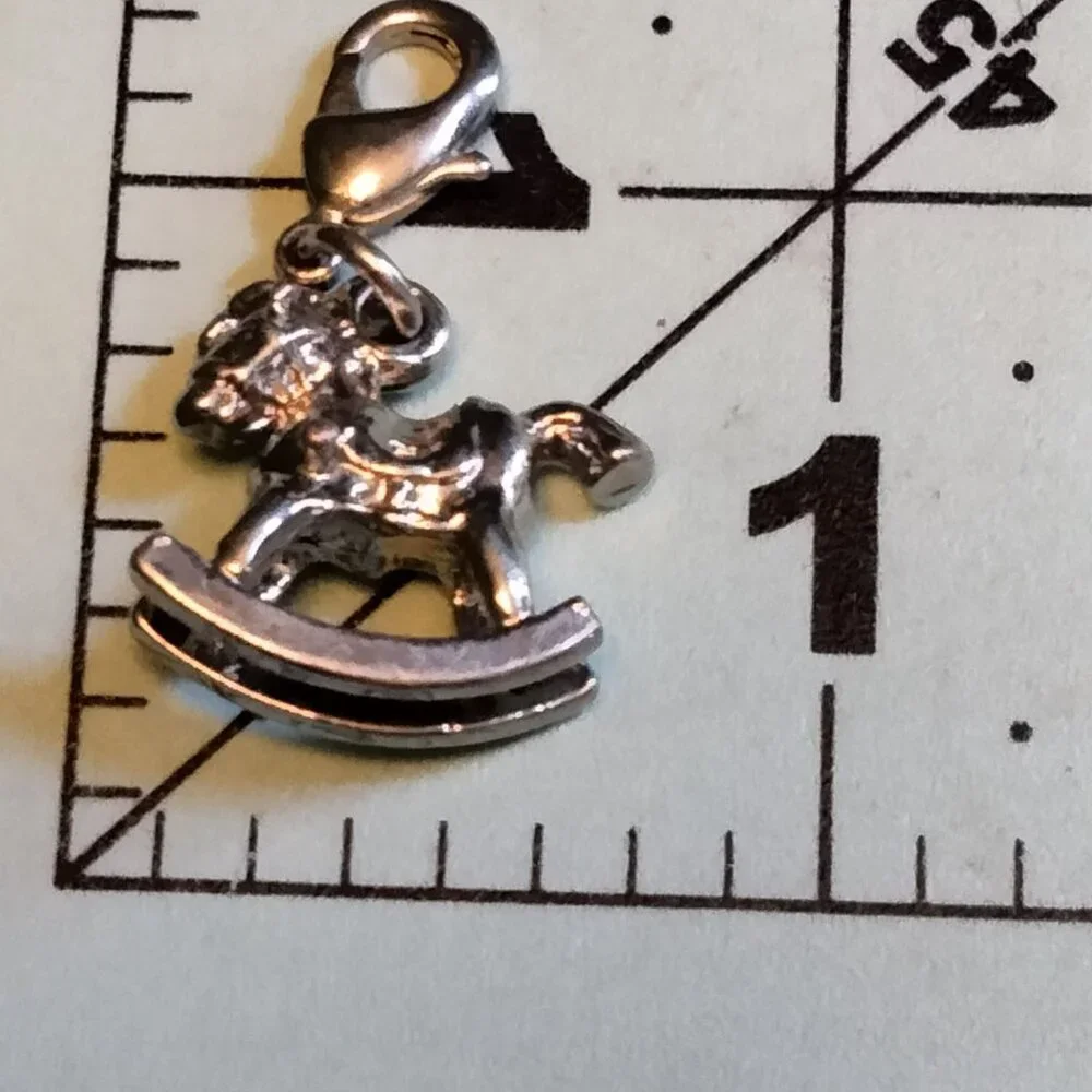 Silver Rocking Horse Charm Pendant - Picture 5 of 6